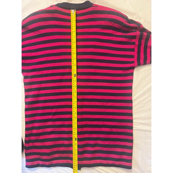 St. John Sportswear Navy/Magenta Striped V-Neck Cardigan Sweater Size: M - VTG - Picture 9 of 15